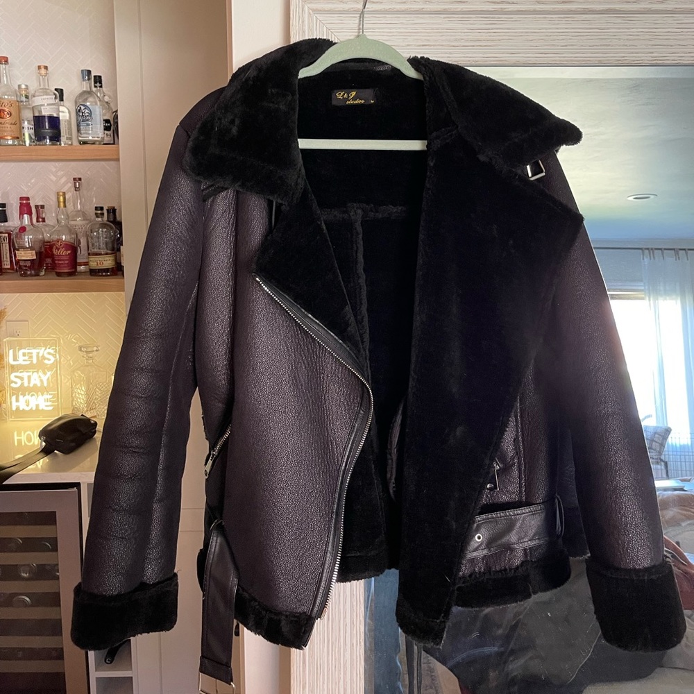 Black Moto jacket oversized